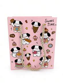 Joivida Cute Cartoon Animal Portable Gift Paper Tote Bags, Lovely Rabbit Bear Cat Print Handheld Packaging Bag With Colorful Confetti Dot, Enjoy Life Letter Print Storage Bag For Birthday Party Favors, Wedding, Graduation, Holiday Gift Wrap - View 11