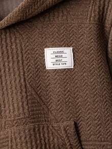 Young Boy Textured Hoodie And Pants Set Casual Kangaroo Pocket Brown Fall Outfits - Coffee Brown - View 5
