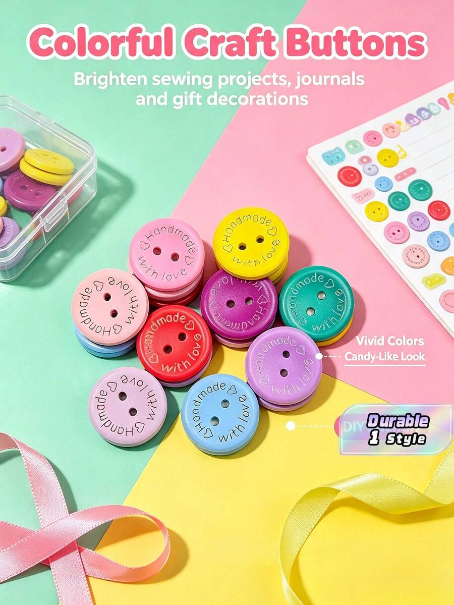 50/100/150/200pcs Mixed Color Round Wooden Buttons 20mm, 2-Hole Wood Buttons, Decorative Buttons For Shirt, Coat And Clothing, In Stock Available - multicolor - View 1