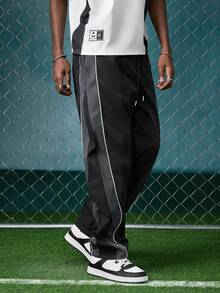 EVRINFINITE 1pc Men's Casual Sweatpants, Fashionable And Versatile For Autumn/Winter, Suitable For Sports, Work, Outdoor Activities, Jogging, Commuting, Loose And Straight-Leg Design - Black - View 6