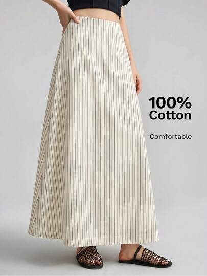 Ontre Women's Beige Striped Checkered Modern Casual Fashion Business Conservative Tropical Clothing Office Miami Vacation Vacation Wear Beach Brunch Autumn