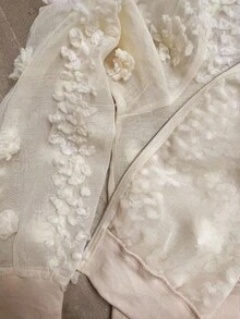 SHEIN Clasi 大码女式纯色提花透明长袖前开优雅休闲常规拉链轻便夹克 - 杏色 - 查看 5
