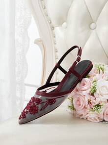CUCCOO HITCHD Ladies, Willow Nails, Buckles, Flat Shoes. - Burgundy - View 7