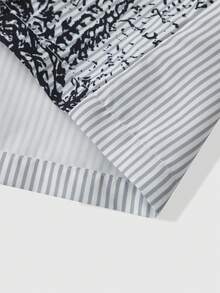 ROMWE MEN Goth Y2K哥德風條紋短版上衣，附鏈條劍領結，復古字母印花長袖襯衫 - 彩色 - 查看 7