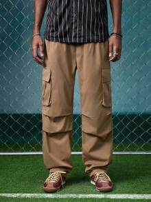 EVRINFINITE Men's Outdoor Casual Versatile Cargo Straight Leg Pants, Multi-Pocket Design, American Retro Fashion Workwear Trousers - Khaki - View 1