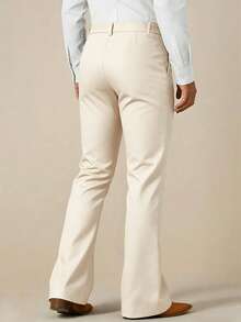 Manfinity Nomadique Pantalones acampanados de unicolor para hombres, vacaciones - Beis - Ver 2
