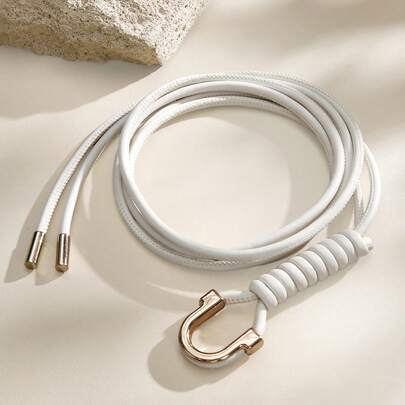 Opalesca White Long Rope Irregular Metal Button Head Long Rope Lace