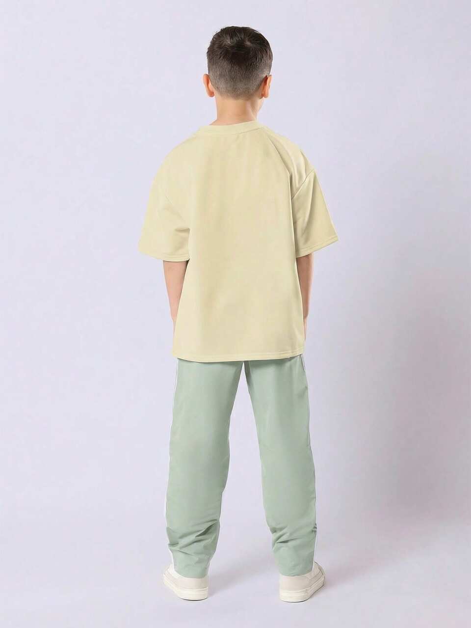 Oversized Tween Boys Casual Coordinated T-Shirt And Trackpant Set With Logo Print Everyday Wear
