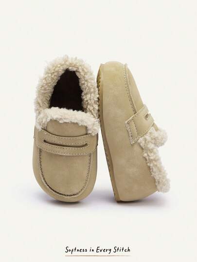 Cozy Pixies Girls Autumn Winter Lined Fleece Warm Casual Daily Commuter Casual Fashion Play Outdoor Pastoral Retro Cute Soft Sole Baby Flat Shoes