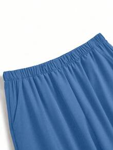 TaskEZ Conjunto de uniforme de enfermería con top de manga corta con cuello en V y pantalones de unicolor con patchwork - Azul - Ver 6