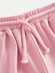 SHEIN Tween Girls 2 Pieces Set, Pink Ruffle Short Sleeve T-Shirt And High-Waist Wide Leg Pants, Cute Embroidery, Fashion Y2k Summer Holiday, Vacation - Pink - View 5