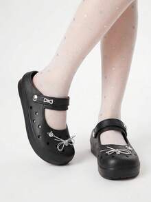 ROMWE Kawaii Women's New Versatile Fashion INS Indoor Home Slippers, Comfortable Outdoor Commute Cute Slip-On Sandals - Black - View 1