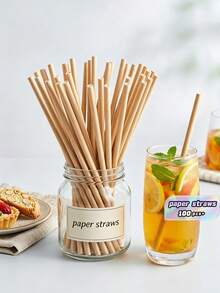 25/50 / 100 Paper Straws, Various Colors, Decorative Party Straws, Beverage Paper Straws, Suitable For Juice, Milkshake, Summer Cocktails, All Kinds Of Parties, Etc. - View 1