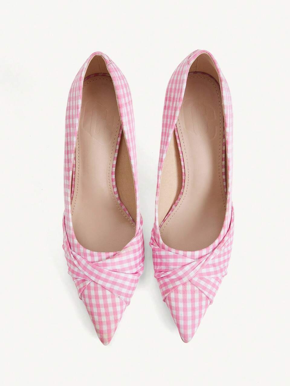 CUCCOO CHICEST Women's Fashion Elegant Pink Plaid Satin Pointed High Heels Fall Shoes