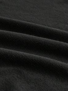 SHEIN BASICS Plus Size Casual Baggy Solid Color Short Sleeve T-Shirt Old Money Basic Back To School Going Out Formal Home Wear Summer Black - Black - View 8