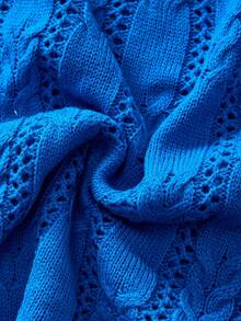 GlowEve CURVE Plus Size Women's Solid Color Single-Breasted Casual Daily Cardigan - Blue - View 5