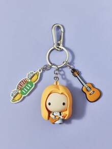 FRIENDS X POKOJA LAND FRIENDS 1pc 3D Creative Keychain Pendant, Cute Cartoon Character Design, Stereoscopic Detail With Durable Hanging Chain, Adorable Bag Charm & Key Accessory For Daily Use And Gift Giving - Yellow - View 4
