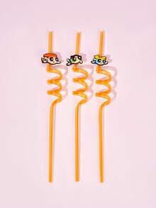 THE POWERPUFF GIRLS X Joivida 1PC/3pcs Interesting Straw With Cartoon Characters - Multicolor - View 4
