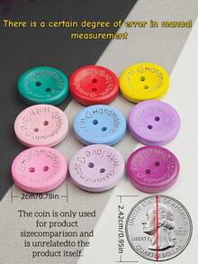 50/100/150/200pcs Mixed Color Round Wooden Buttons 20mm, 2-Hole Wood Buttons, Decorative Buttons For Shirt, Coat And Clothing, In Stock Available - multicolor - View 4