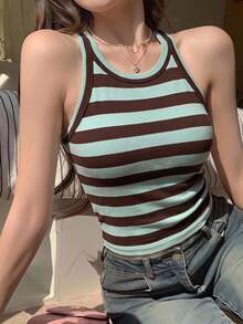 DAZY 秋冬季休季修身顯瘦優雅純色女款背心 - 藍色 - 查看 4