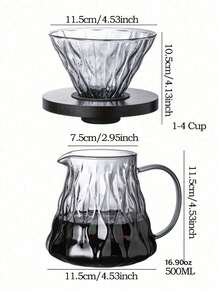 1PC/Pour Over Coffee Dripper Set With Glass Server & Wooden Base, Heat Resistant Borosilicate Glass Filter For Manual Brewing, Elegant Swirl Design, Perfect For Home Barista Or Gift. - Coffee Filter - View 12