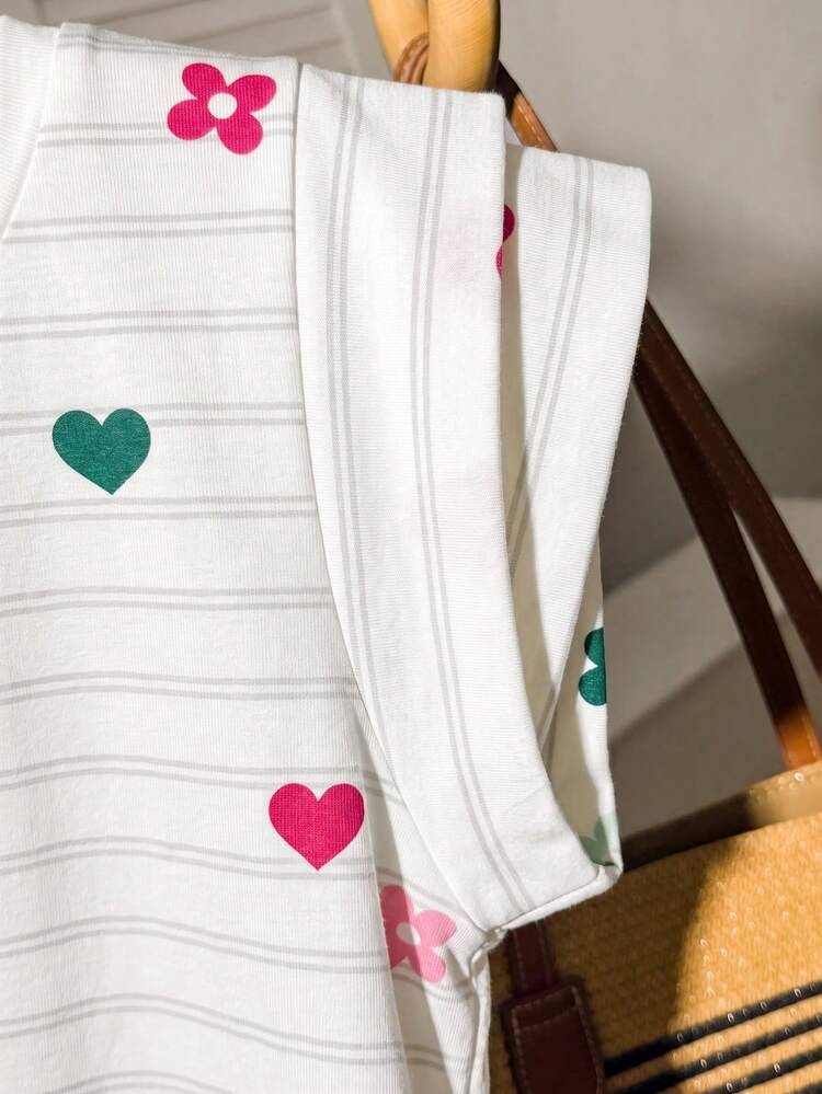 SHEIN Tween Girl Spring/Summer Casual White Crew Neck Double Layer Wide Shoulder Sleeveless T-Shirt, Suitable For Daily Casual Wear, White Top - Multicolor - View 4