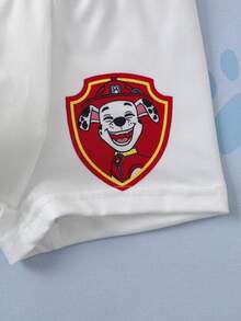 SHEIN | PAW Patrol Young Boy Cartoon Print Colorblock Crew Neck Tank Top And Shorts Loungewear Set - Red and White - View 6