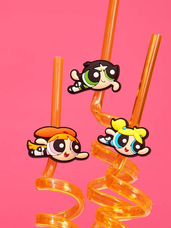 THE POWERPUFF GIRLS X Joivida 1 قطعة/3 قطع شفاطات مثيرة للاهتمام مع شخصيات كرتونية