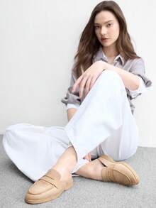 CUCCOO BIZCHIC Fashion Versatile Dating Workplace Elegant Casual Simple Comfortable Back Empty Portable Women's Flat Shoes Fall Shoes - It's apricot. - View 3