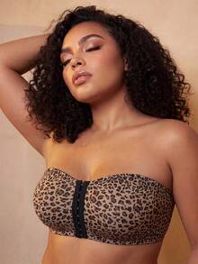 Bare Chapter Plus Size Non-Slip Strapless Sexy Leopard Front And Back One-Piece Bralette ClassicAnimalPrint - Multicolor - View 4