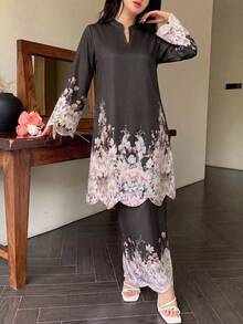 Modelyn 春夏女款V領刺繡時尚寬鬆兩件套 - 彩色 - 查看 6