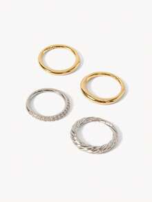 Opalesca Gold And Silver Color Matching Multi-Layer Stacked Twist Ring - Multicolor - View 4