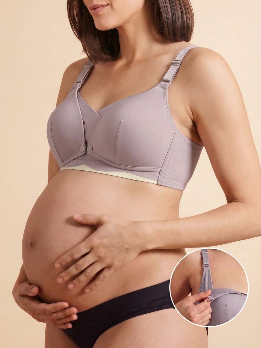 SHEIN Maternity Nursing Bra For Mother - Mauve Purple - View 1