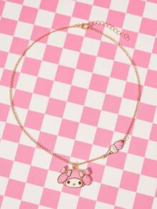 HELLO KITTY AND FRIENDS | SHEIN Nouveau pendentif de poupée nœud mignon de dessin animé créatif, collier exquis 1 pièce, convient pour diverses fêtes, concerts, festivals, cadeau parfait - Doré - Voir 3