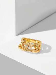MOTF PREMIUM Anillo pequeño simple con microengaste y diseño kink, chapado en oro - Dorado - Ver 4