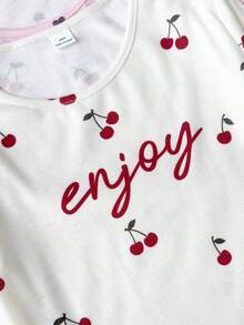 SHEIN Tween女孩4件組粉色蝴蝶結與黑色波點圓領長袖上衣與長褲，柔軟舒適居家睡衣套裝，修身秋冬長袖長褲居家休閒套裝 - 彩色 - 查看 5