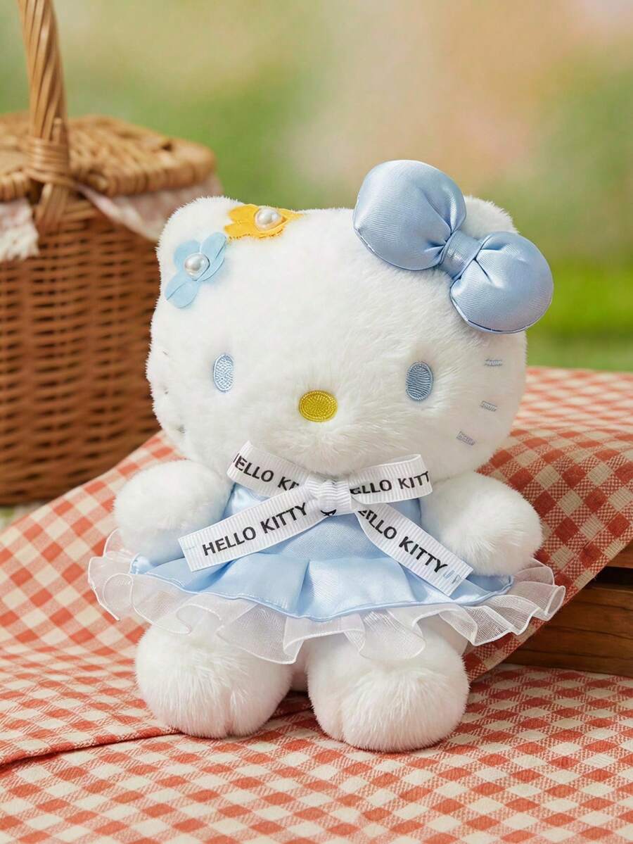 HELLO KITTY AND FRIENDS | POKOJA LAND 1個藍色絨毛貓咪吊飾配花朵藍色裙子,觸感柔軟,時尚包包飾品,鑰匙圈配件,適合生日與節日禮物,給女孩與朋友的可愛陪伴禮物 - 彩色 - 查看 1