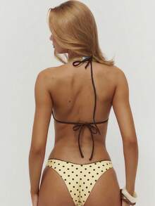 Musera Resort Contrast Polka Dot Triangle Bikini Only Summer Swim Beach Vacation Everyday Sexy Cute Travel Bambola - Beige - View 4