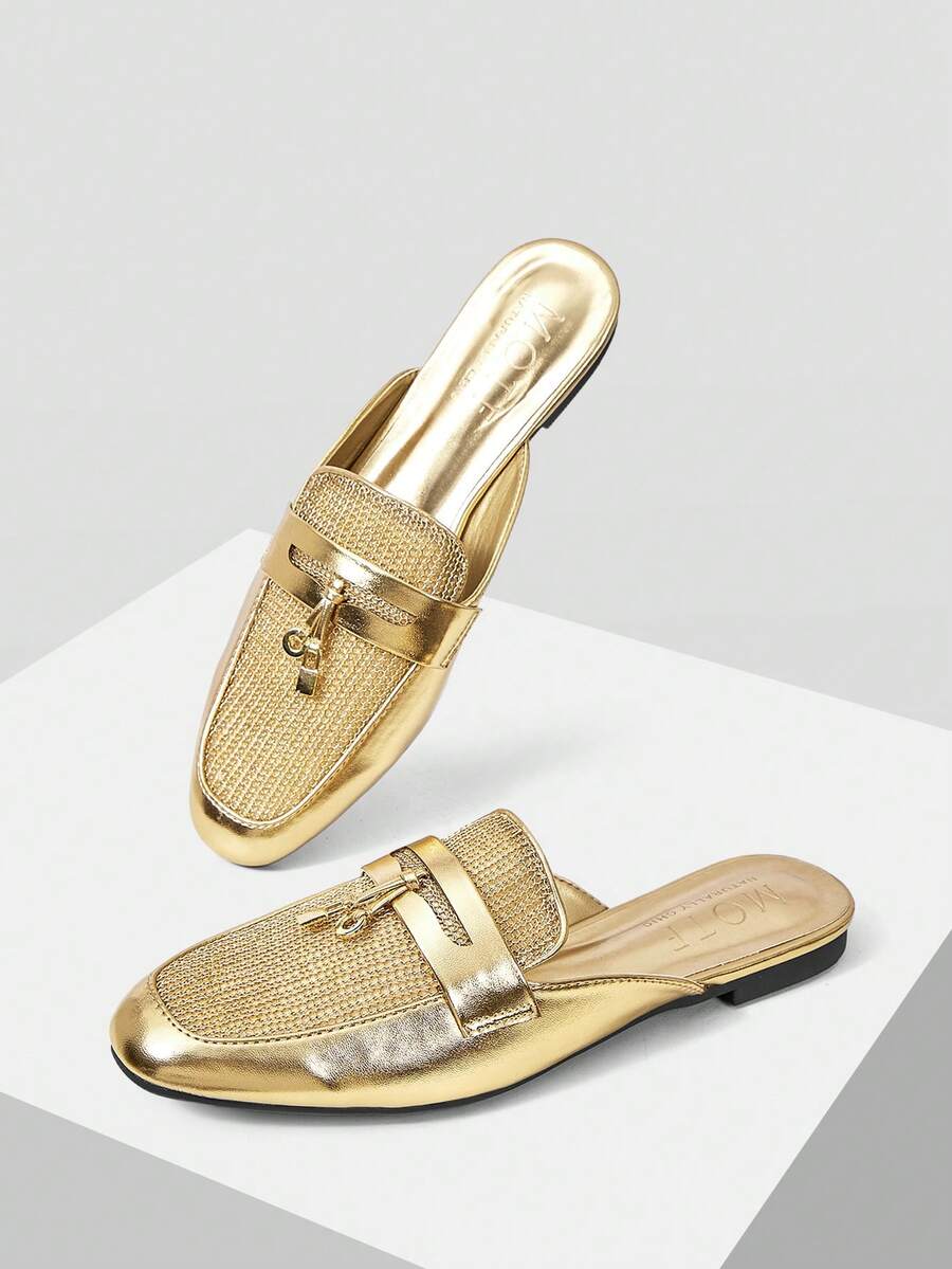 MOTF PREMIUM WOMEN'S SQUARE TOE CASUAL FLAT SHOES - Light gold - View 2