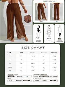 Swim Basics 女士纯色弹力腰阔腿罩裤 - 咖啡棕 - 查看 6