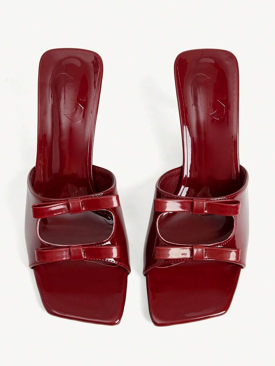 CUCCOO CHICEST Women's Solid Color Double Bow Square Toe High Heel Slippers