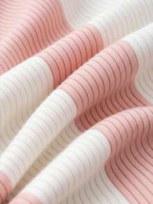 Sweater For Women V-Neck, Tight Silhouette, Smooth Texture With Colorful Stripes. Polyester And Elastane Ribbed Fabric. Fresh, Light And Comfortable - Pink - View 3