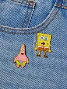 SpongeBob SquarePants | Joivida 2件組可愛卡通角色金屬徽章套組，適合裝飾衣物、包包、背包，男女皆宜，情人節、母親節、生日或週年紀念的甜蜜禮物 - 2pcs - 查看 6
