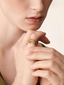 MOTF PREMIUM Anillo pequeño simple con microengaste y diseño kink, chapado en oro - Dorado - Ver 5