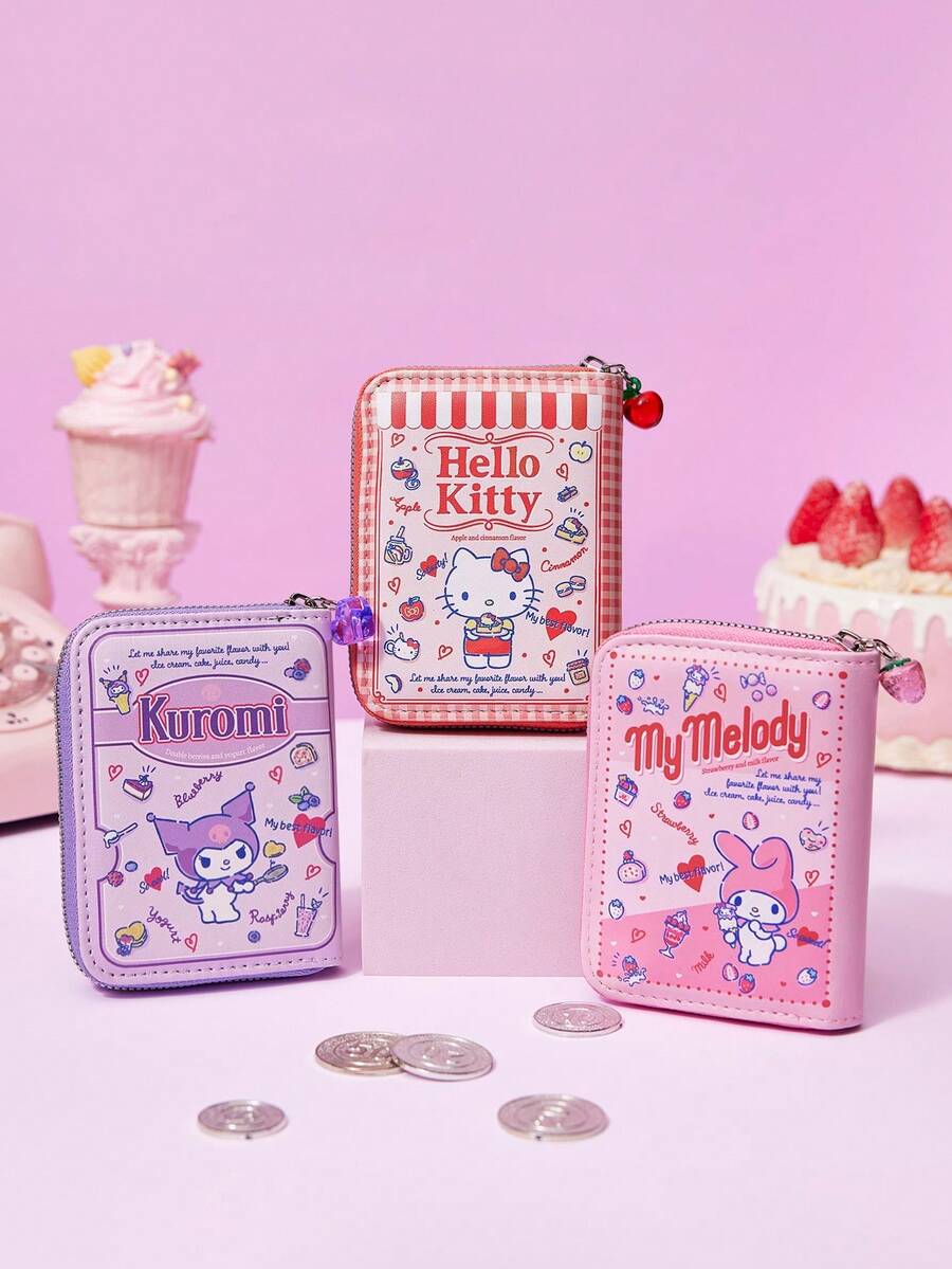 HELLO KITTY AND FRIENDS | Joivida 1 chiếc ví cầm tay thời trang màu hồng, thiết kế nhiều ngăn dung lượng lớn, in hoạt hình dễ thương với 3 kiểu dáng, nhẹ & tiện lợi cho sử dụng hàng ngày, mua sắm, du lịch và làm quà tặng - Nhiều màu - Xem 1
