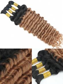 100% Human Braiding Hair For Boho Braids Deep Wave Curly Human Hair Braiding Hair 4 Bundles/Pack 95g Full Head Natural Black Bulk Human Hair Extension For Knotless Braiding Wet Wavy No Weft Pre Separated Braiding Hair Human Hair Extensions For Women - SNATURAL/30 - View 5