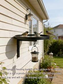 Metal Wall-Mounted Bird Feeder With Hook, Outdoor Garden Yard Decor, Easy Installation - A - View 5