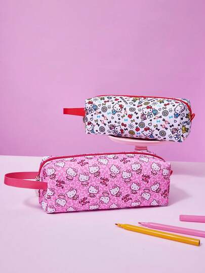 HELLO KITTY AND FRIENDS | Joivida Kolaborasi 1 buah Tas Kosmetik Mini Portabel Modis, Motif Kartun Lucu, Kotak Kosmetik Ringan untuk Wanita & Anak Perempuan, Dapat Juga Menyimpan Pulpen Sebagai Tempat Pensil, Cocok untuk Penggunaan Sehari-hari, Perjalanan, di Rumah, Kembali ke Sekolah, Perlengkapan Perjalanan Serbaguna & Aksesori Wanita