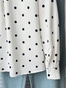 SHEIN Tween Girls Polka Dot Blouse Top, Versatile For Formal Occasions, Travel, Vacation, Street Wear, Suitable For Any Occasion, Sister Matching, Parent-Child Matching, Cute Girls Outfit - White - View 6