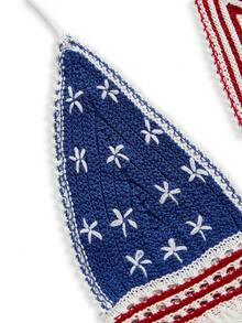 ROMWE J-Fashion Women Independence Day American Flag Backless Striped Floral Contrast Halter Bikini Crochet  Knit Tops - Multicolor - View 3